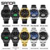 Sanda Men's Multifunction Luminous Waterproof Chronograph Steel Band Dual Display Watch