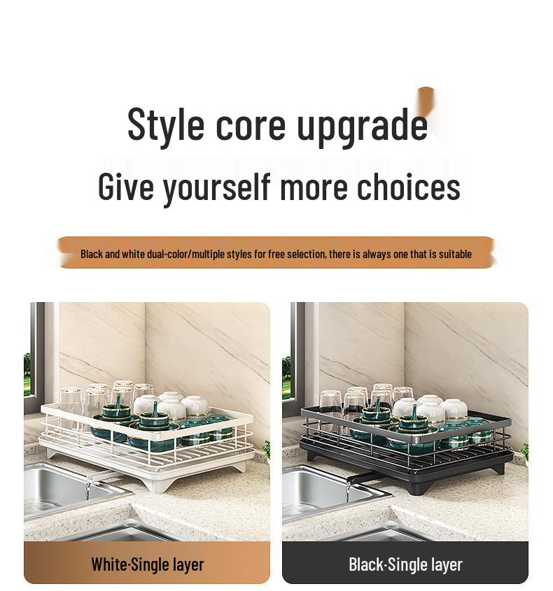 Kitchen Sink Dish Drying Rack with Bowl and Chopsticks Storage