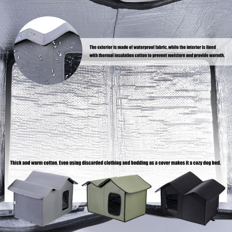 Outdoor Cats House Waterproofed Oxfords Fabric Portable Pet Shelter For Winter Garden Balconies