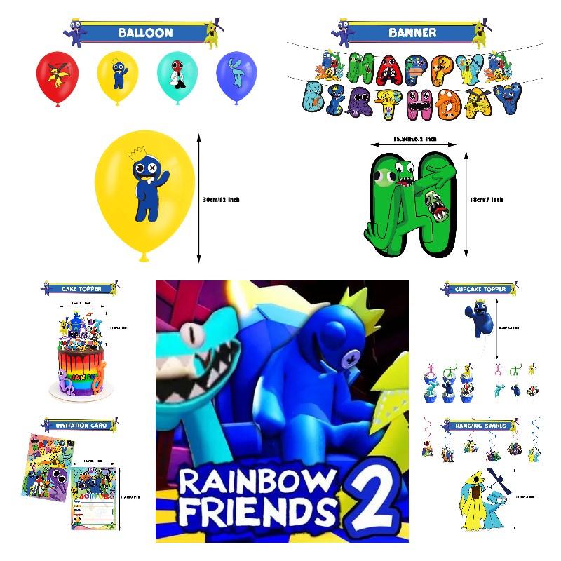Rainbow Friend 2 Birthday Party Set Decorate With Vibrant Rainbow Theme Includes Cake Topper, Balloons, And More!