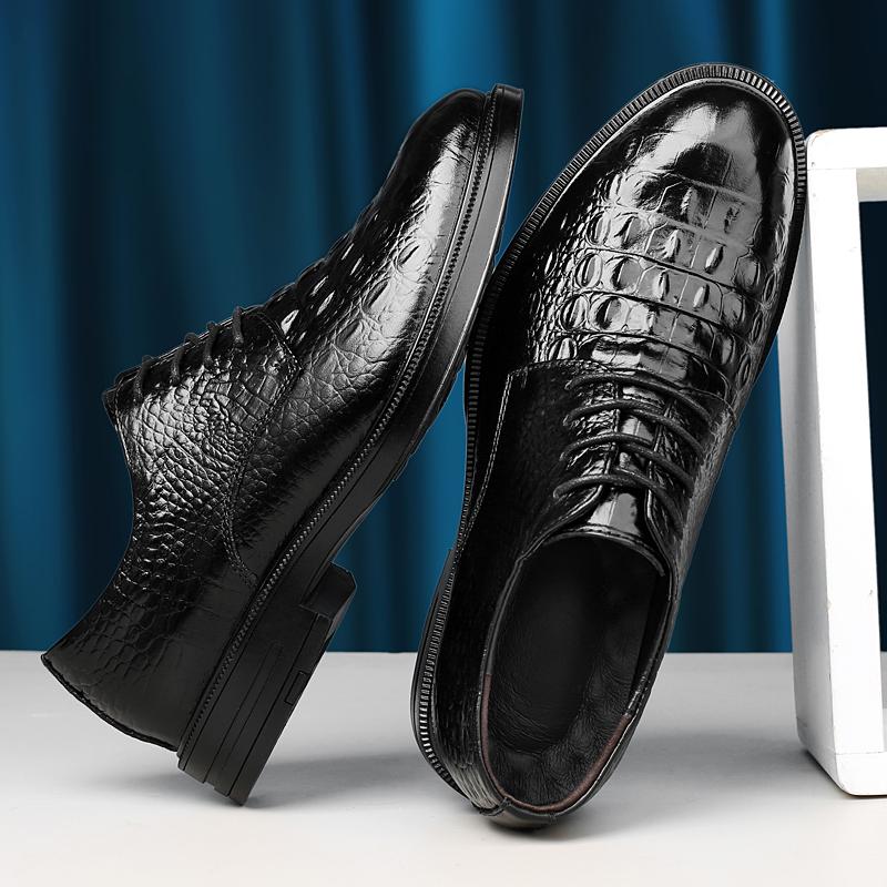 Luxusní značka Pánské Oxfordské boty Pravá kůže Ležérní boty Krokodýlí vzor Šněrovací Formální společenská obuv Venkovní Obchodní obuv