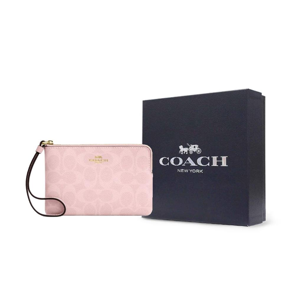 Coach Classic Logo Faux Leather Clutch Small Pink Women Clutch CAQ75-IMPO