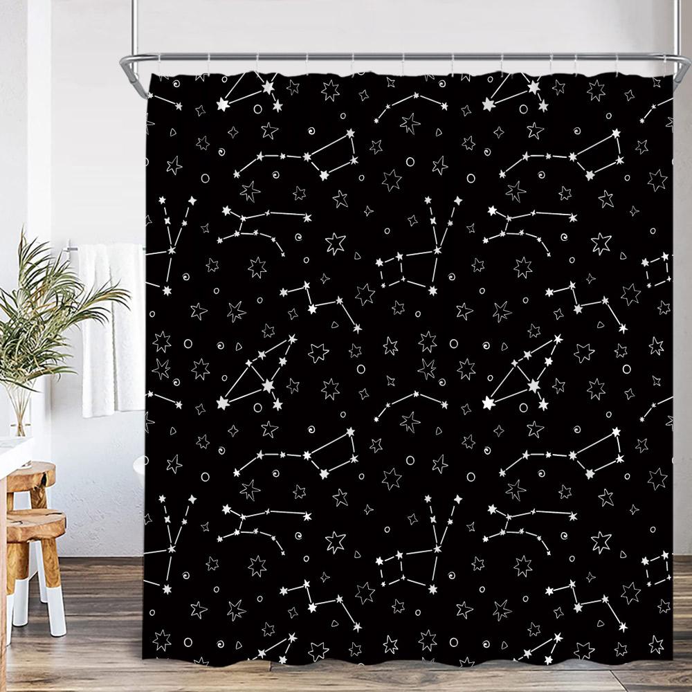 Geometric Stripes Shower Curtain Abstract Wavy Line Spots Art Aesthetic Bathroom Decorations Modern Bath Curtain with Hooks