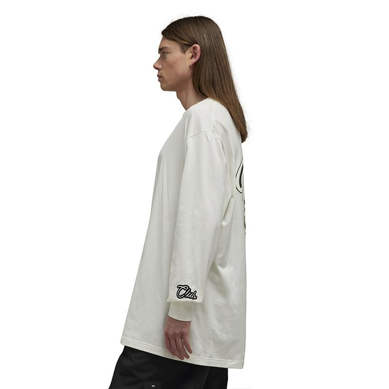 Y-3 Camiseta Masculina Casual Solta com Gola Redonda e Estampa de Logo com Letra Branca 39-IQ2147