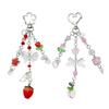 Handmade Keychain Strawberry/Peach Charm Key Chain Colorful Beaded Keyring Charm