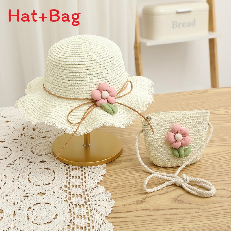 

Summer Kids Sun Hat With Large Brim For Toddler Girls Sunshade Protection белый
