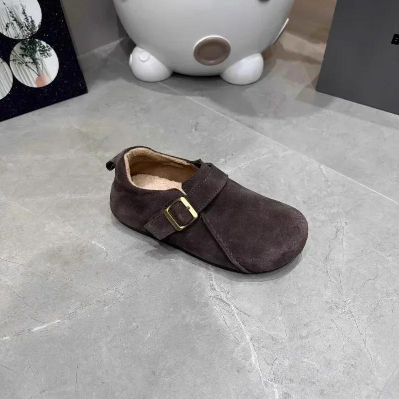 2025 Spring and Autumn Womens Loafers New Plush Warm Outdoor Non-slip Flat Shoes Solid Color Retro Suede Design Zapatillas Mujer