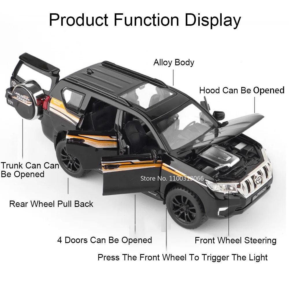 1:32 AE86 Prado Alloy Diecasting Cars Models Toys Doors Opened Vehicles Model With Pull Back Car Toy for Boys Festival Gifts