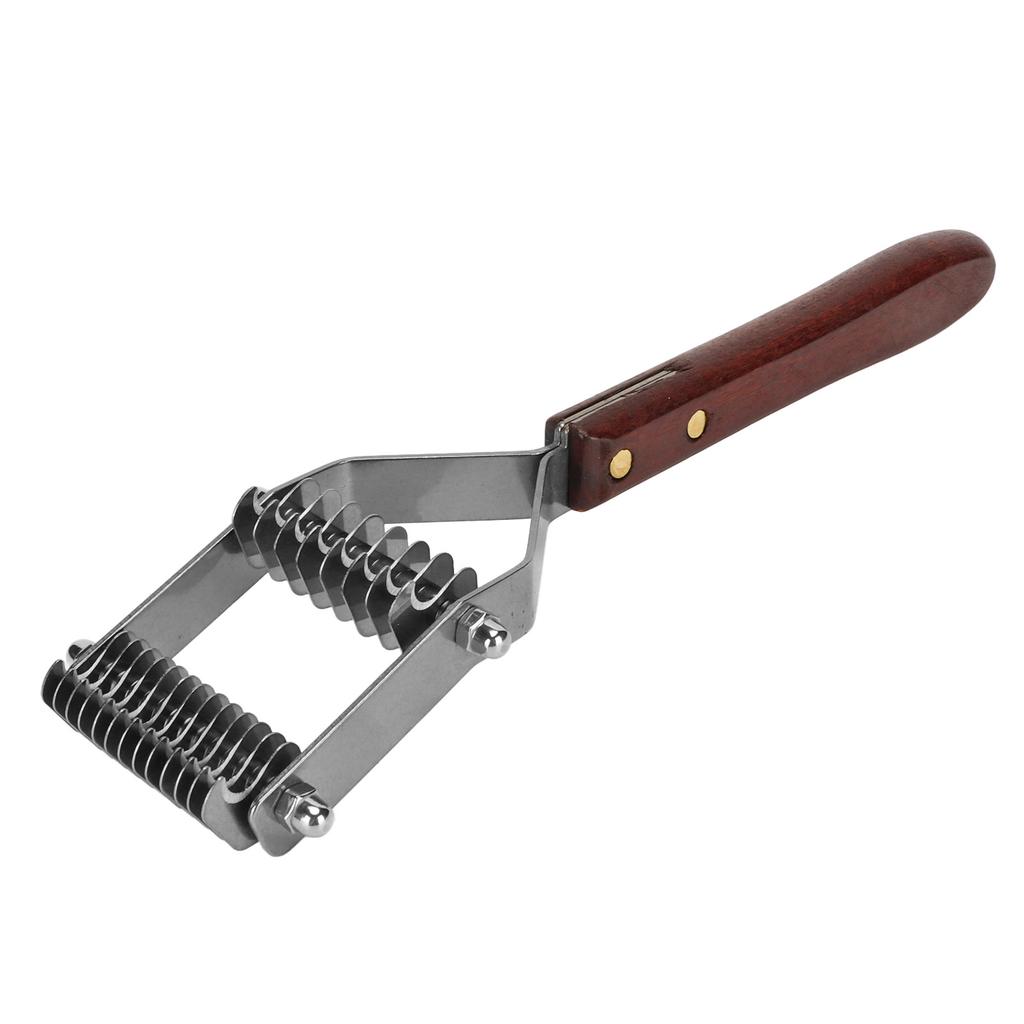 Tier Entfilzungskamm 2 Reihen Edelstahlklingen Holzgriff Tier Unterfell Rechenbürste für Katze Hund