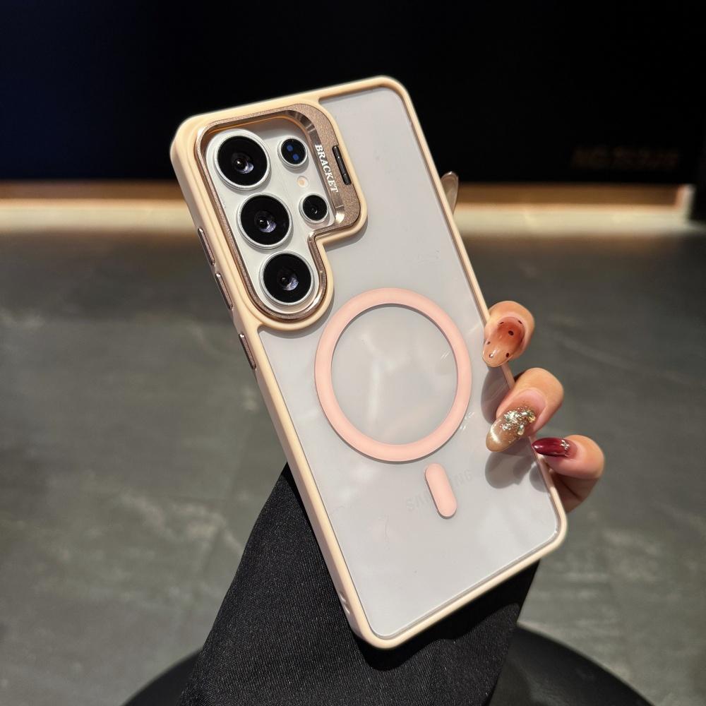 New Transparent Magnetic Case for Samsung Galaxy S26 S25 S24 S23 S22 Ultra Plus S24FE Flip Metal Lens holder Bracket Cover fanda