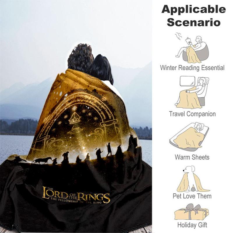 1pc The Fellowship of the Ring Cartoon Blanket,Portable Throw for Travel & Camping, All Season Cozy Blanket,Ideal Gift