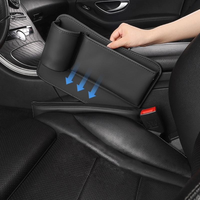 Car Seat Gaps Organizers, PU Leather Car Seat Gaps Filler Organizers Universal Adjustable Gaps Filler for Phone Cups