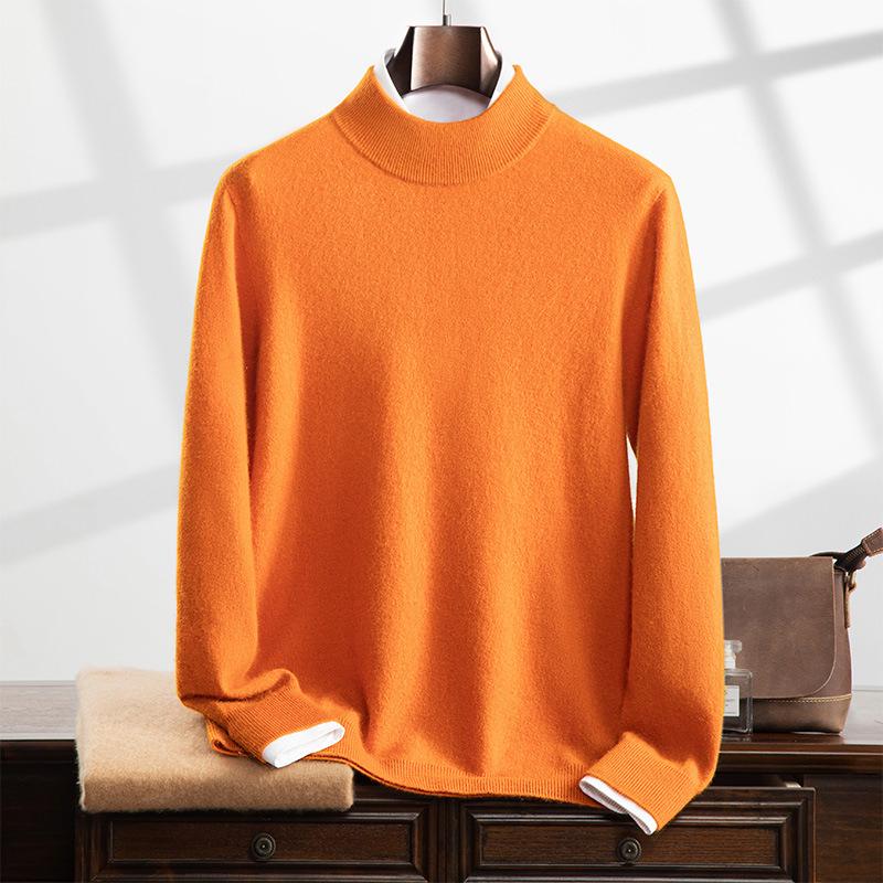 Men's Cashmere Half-High Neck Business Casual Sweater - Long Sleeve Autumn/Winter Knitwear