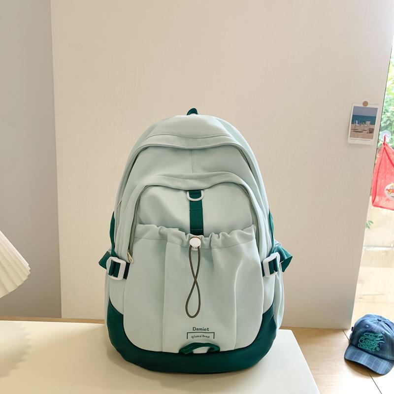 Студенческий рюкзак большой емкости женский рюкзак цветной блок школьный портфель — фото 8