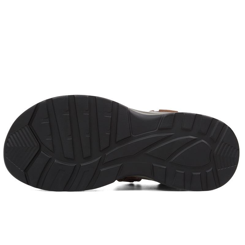 First Layer Cowhide Beach Shoes Breathable Open-toed Outdoor Wading Retro Casual Shoes Sandals Large Size Men's Shoes