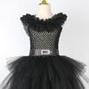 3 Layers Black Wed Costumes for Girls Halloween Party Role Play Outfit School Girl Layered Princess Dresses with Lace Collar