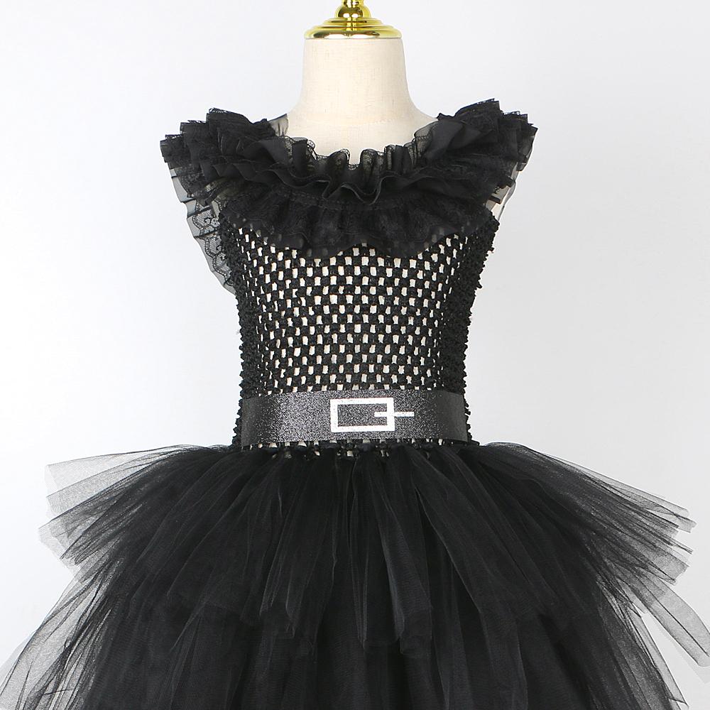 3 Layers Black Wed Costumes for Girls Halloween Party Role Play Outfit School Girl Layered Princess Dresses with Lace Collar