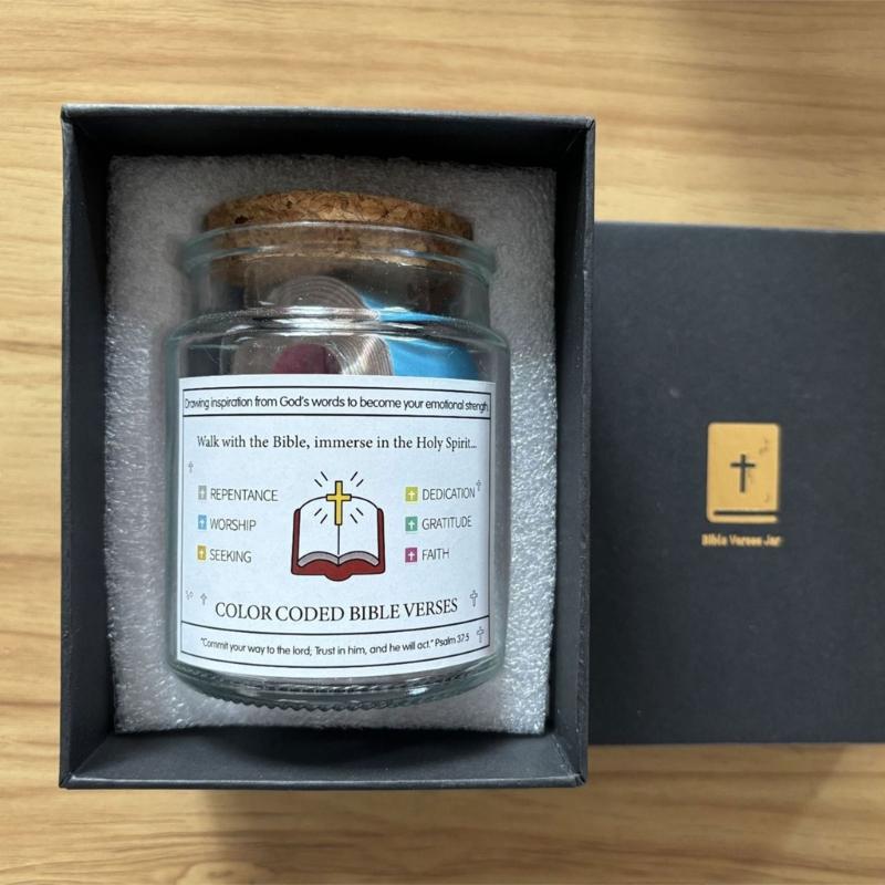 Devotional Vessel Bible Verses In Glass Jar For Prayer Scripture Paper Cards Included Christian Home Decoration Gift
