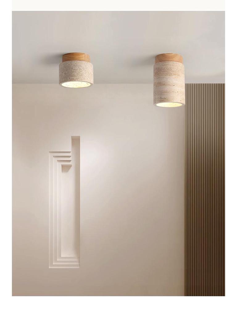 Japanische Wabi-Sabi Gelber Höhlenstein Deckenleuchte für Eingangsbereich oder Balkon