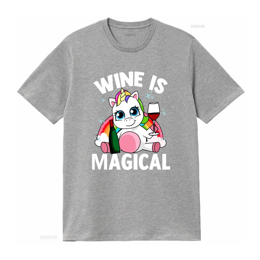 Wine Party T Shirt Drinking Lover Is Magical  Vintage Washed Breathable Slightly Stretched Casual Fashion Homme Streetwear