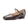 Krazing Pot Mikrofaser Runde Spitze Dicke Niedrige Absätze Frühling Sommer Schuhe Große Größe 43 Mary Janes Damen Flache Pumps