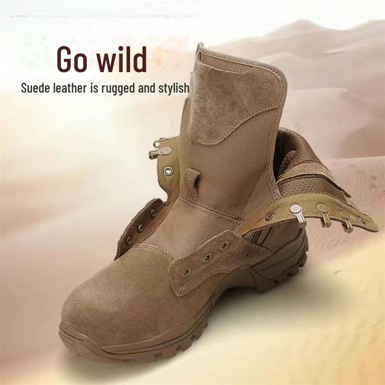 Ultra-Light Brown High-Top Waterproof Work Boots: Trendy, Wear-Resistant, Non-Slip for Mountaineering & Outdoor Use