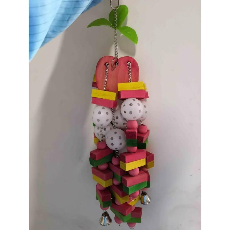 Bird Chewing Toy Parrot Cage Bite Toy Pet Supplies for Cockatoos African Grey Macaws Large Bird Parrot Toy Natural Wooden Blocks