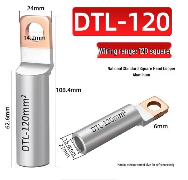 Square Head Copper-Aluminum Terminal Lugs DT L-2 (16-500 sq mm)