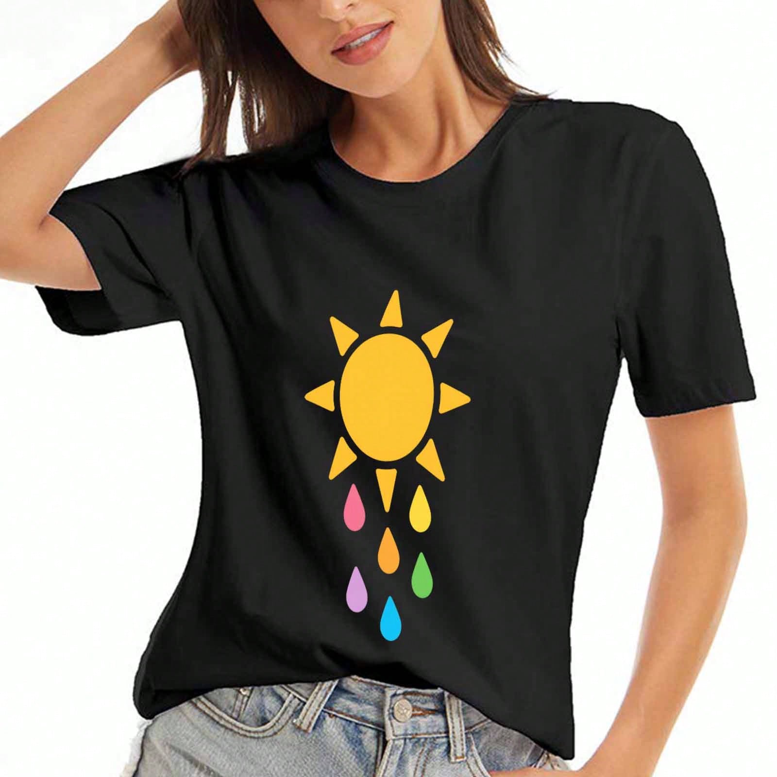 Sunflower unisex Cotton T Shirt, Premium Cotton Quality Print, Durable And Longlasting, Casual Fashion, Half Sunflower Pattern Design, Style For Ladi S разноцветный