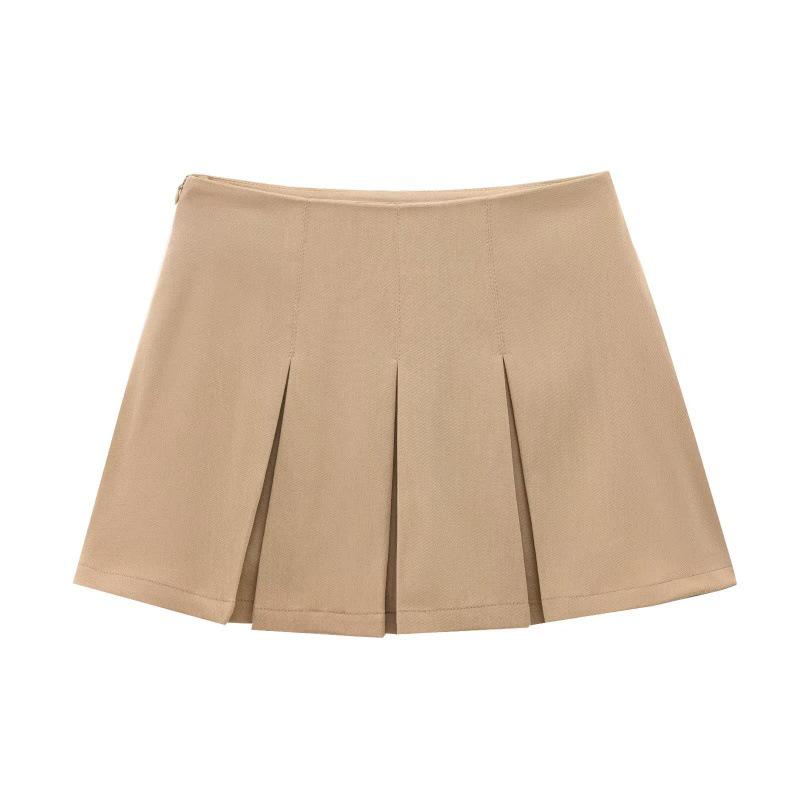 2025 Summer Women's Solid Pleated Midi Skirt - European & American Style