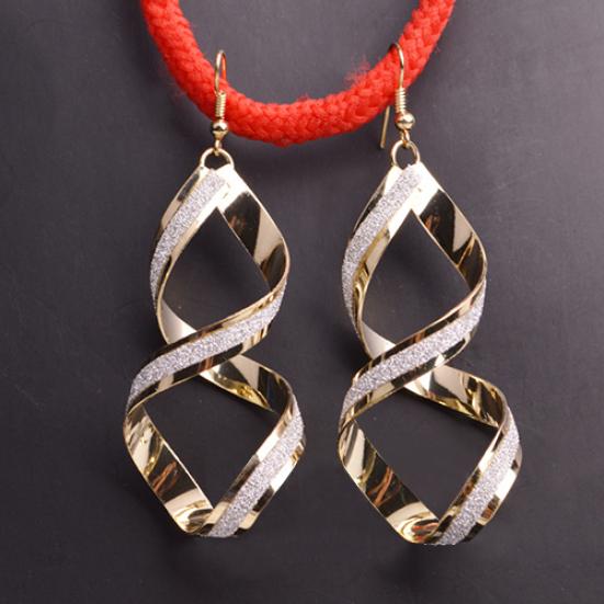 Women Spiral Scrub Hook Dangle Earrings Wedding Engagement Bridal Jewelry Gift
