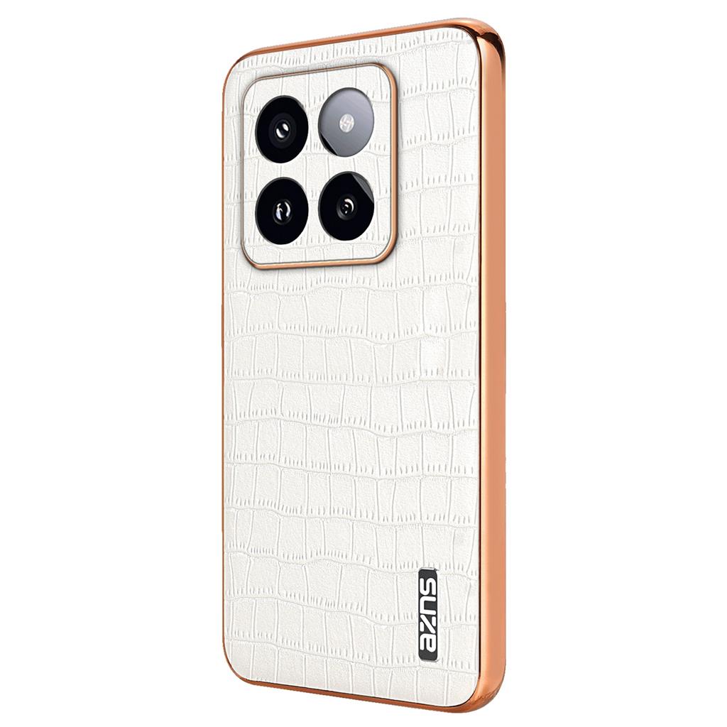 AZNS For Xiaomi 14 Pro Case Leather + TPU Electroplating Phone Cover Crocodile Texture
