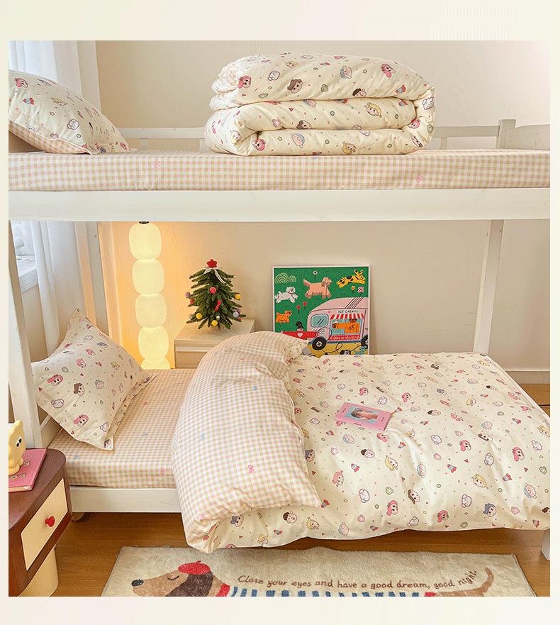 2026 New Cotton Printed Dormitory Bedding: Three- or Four-Piece Set for Single Bunk Beds