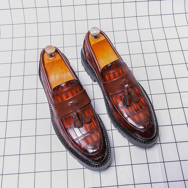 Fashion Fashion Versatiletassel Loafers Luxurious Rubber Thick Soled Comfort Business Commuting Leather Shoes Men's Casual Driving Shoes