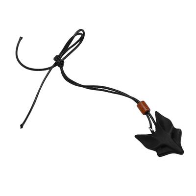   Pendant Necklace   Length PU Leather Cord Wooden Black   Pendant Necklace