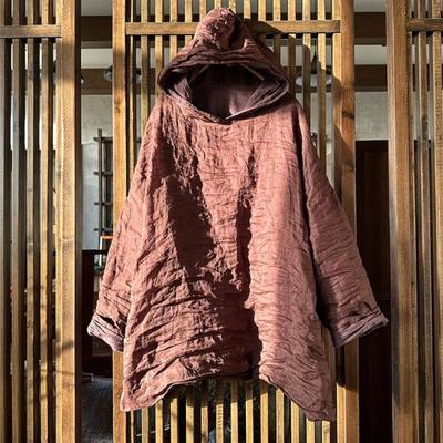 Frauen Vintage Doppel Pullover Graben Mit Kapuze Mäntel Frühling Einfarbig Lose Frauen Graben Mäntel