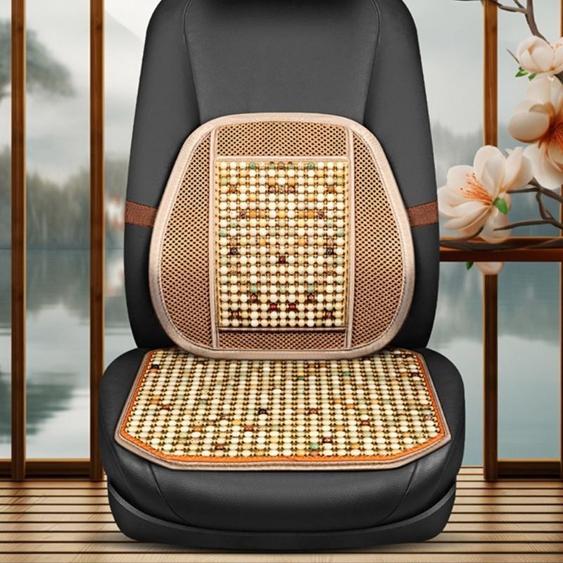 Wood Beads Ventilated Seat Cover Pad Massage Lumbar Relieve Fatigue Enhances Comfort Suitable For Various Vehicle Models