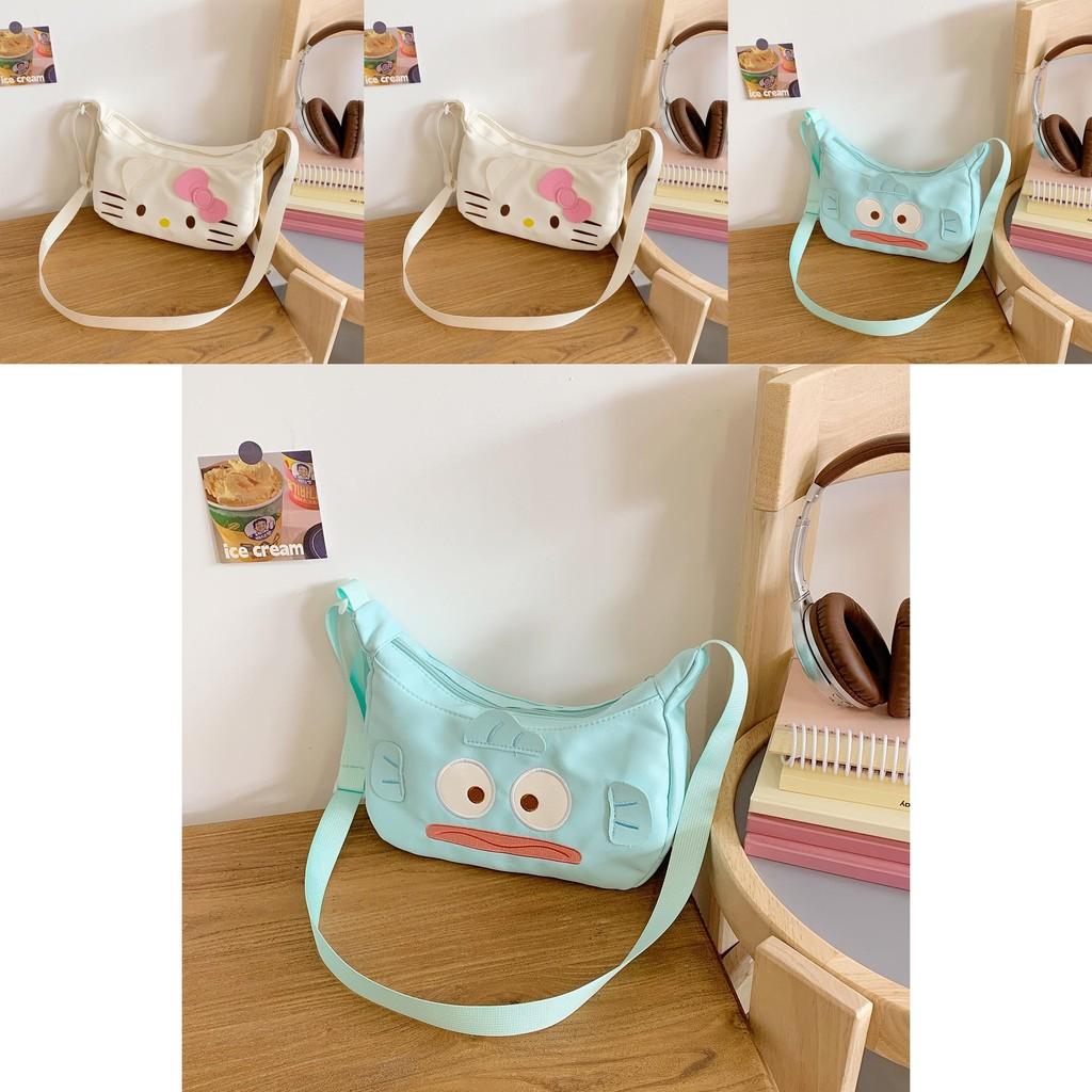 Hello Kitty Cute Cartoon Nylon Crossbody Bag With Printed Design For School And Outings