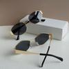 2PCS Unique Y2K Style Oval and Diamond Shaped Women's Fashionable Glasses Combination - Y2K Style Gold Light Luxury Metal Frame