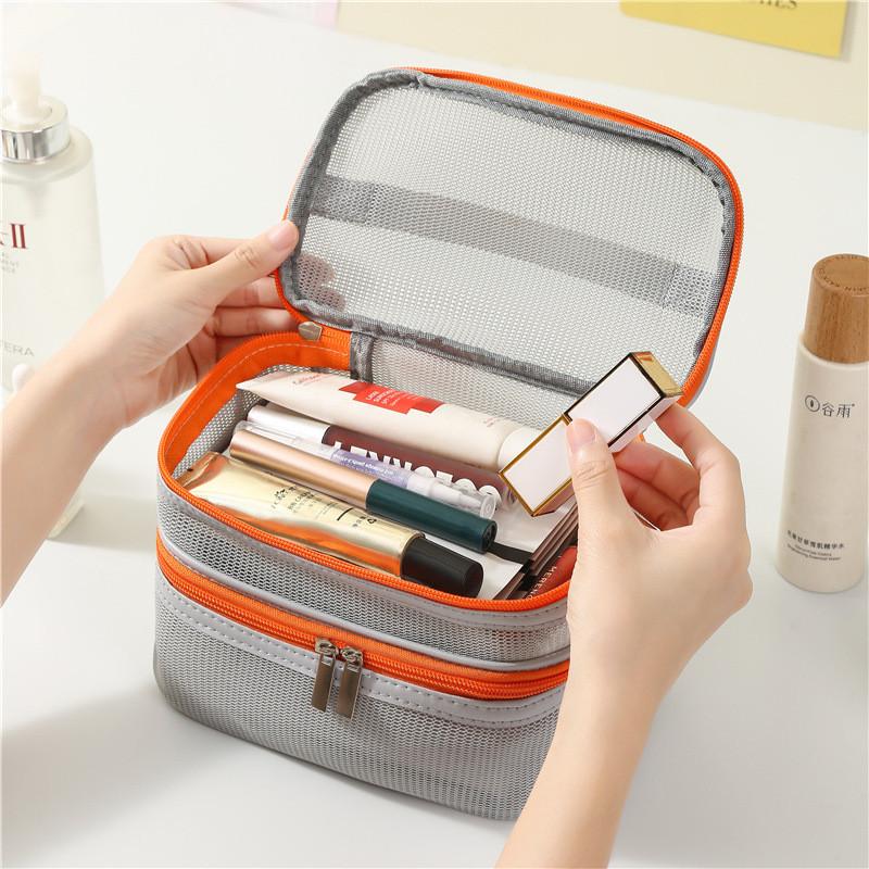 Minimalist Business Toiletry Bag With Spliced Mesh And Lightweight Design For Men And Women
