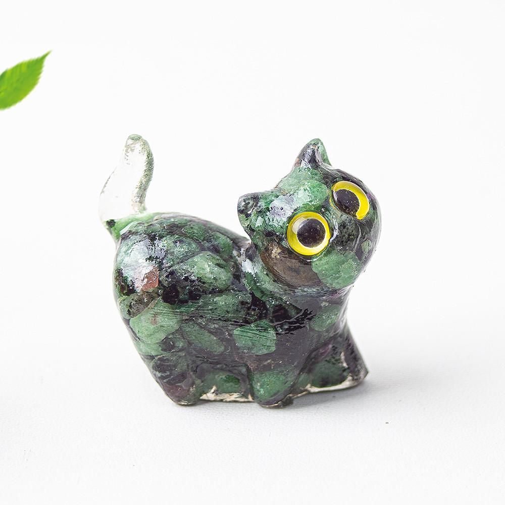 Figurine Artistique en Résine Chat de Cristal Faite à la Main avec un Design Dynamique Pour la Décoration Intérieure et les Cadeaux