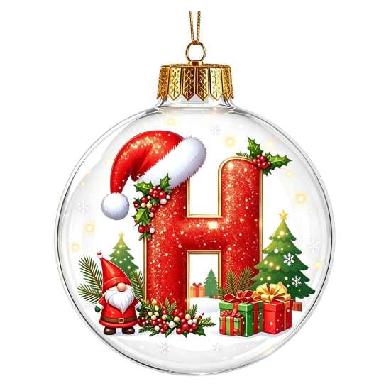 Indoor Outdoor Xmas Hanging Ornaments 26?Letter Acrylic Christmas Ball Ornament, 3D Crystal Style Alphabet Gift Ideas for Family Pendant, Tree Home