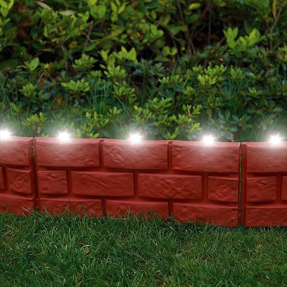 4 - Piece Garden Plastic Brick Fence with Solar Lights , Cross - Border Hot Seller , PP Material