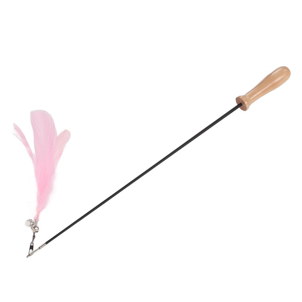 Lustiger Katzenstab Einziehbarer Federglöckchen Lustiger Katzenstab mit Holzstiel für WohnungskatzenPink