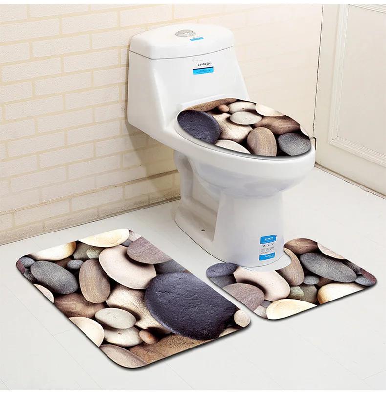 3D Ocean Seabed Animals Toilet Cover Bath Mat Sets Fish Dolphin Printed Bathroom Curtain Set Waterproof Fabric Shower Curtains