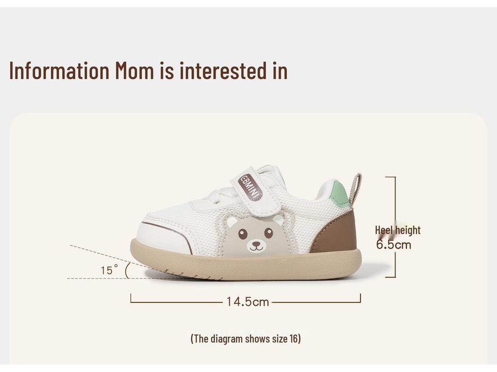 Yingbeimi Ni Children's Barefoot First Walker Shoes 2026 - Spring Cartoon Style for Toddlers, Girls & Boys with Little Bear Design.