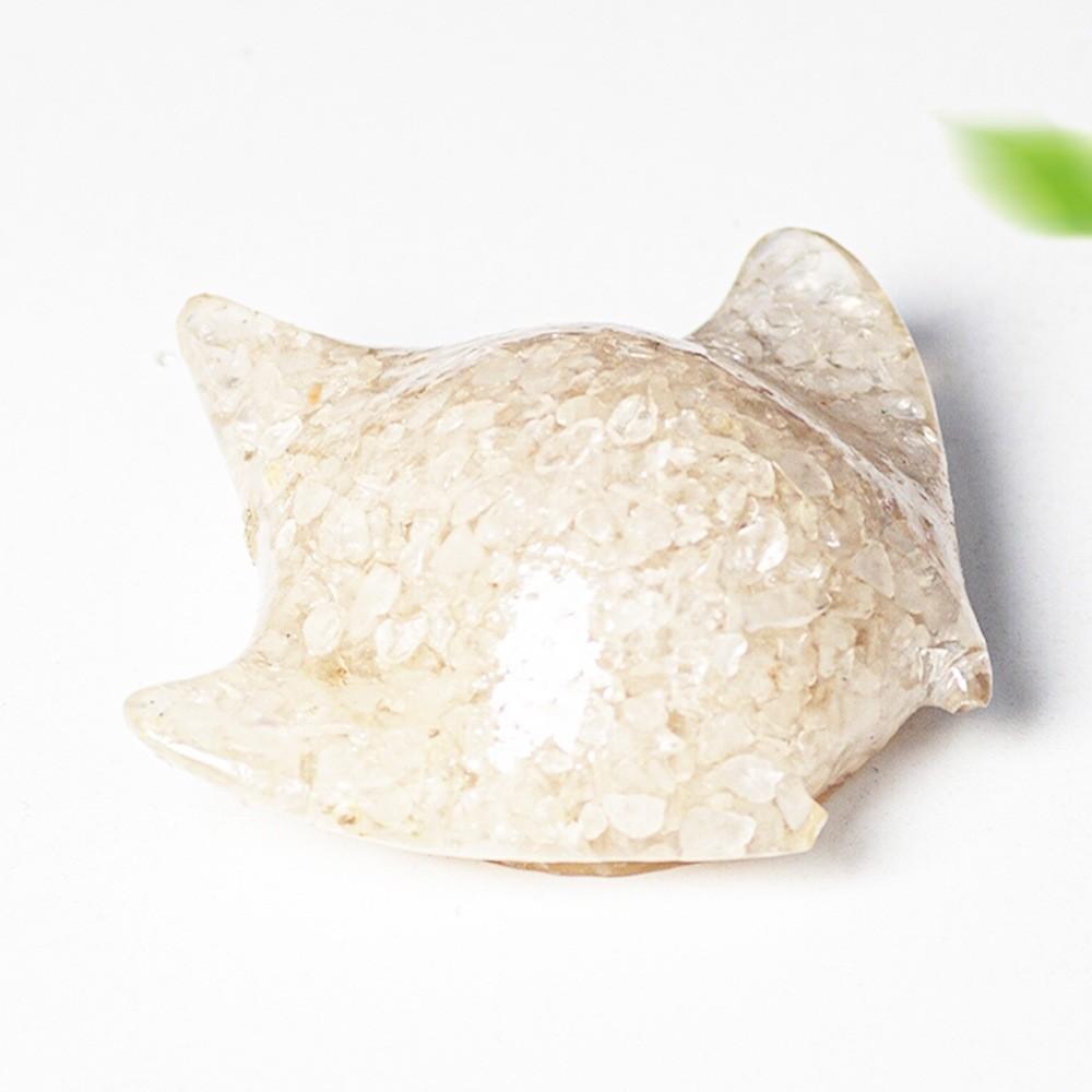 Natural Crystal Fish Resin Art Decor With Oceanic Animal Figurine For Office Desk Gifts