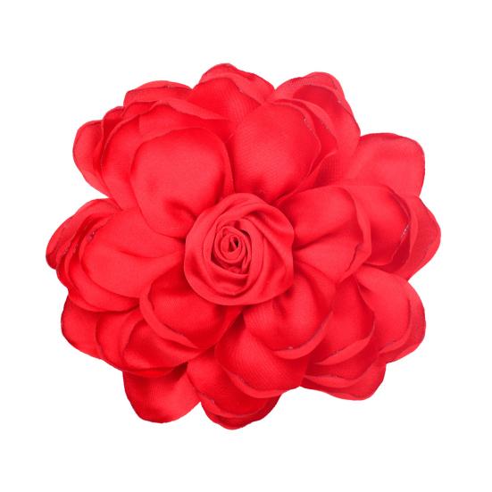 Fabric Flower Satin Rose with Flat Back Handcrafted Blooms Hat Clothes Hair Tie Accessories for DIY Craft Corsage Hairpin Brooch Headband