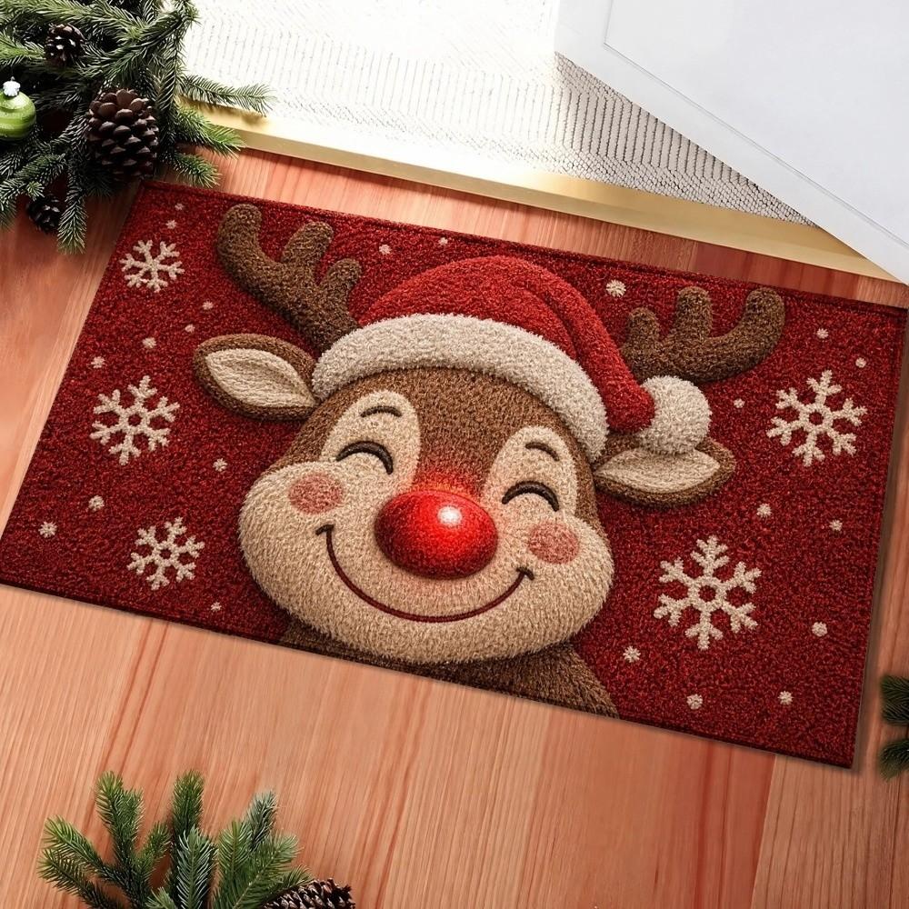 Santa Claus Design Bathroom Mat Water-absorbing Anti-slip Pad Door Carpet Christmas Season