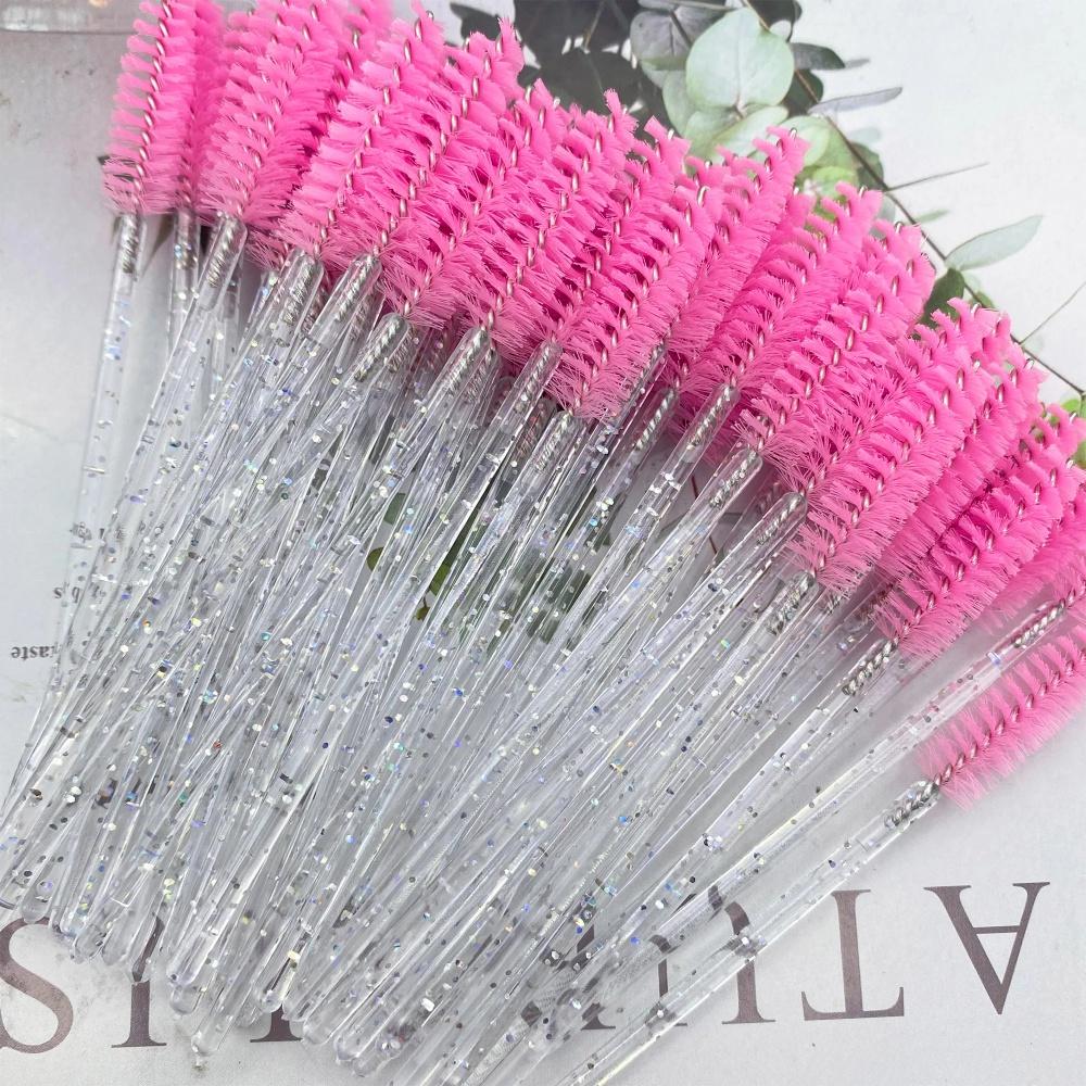50pcs Eyelashes Brush Plastic Handle Makeup Brush Mascara Wands Eyelash Extension Tool Supplies Applicator